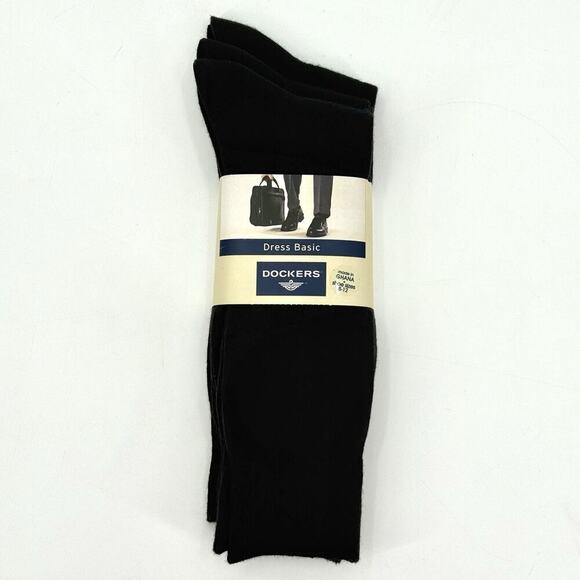 Dockers Dress Basic 3 Pack Dress Socks Fits Men Shoe Size 8-12 Black NOS Y2K - Picture 1 of 6